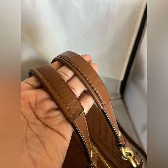 Coach Brown Woven Leather Shoulder Bag - Picture 5 of 14